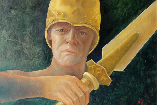 1986, como modelo para quadro da série Ilíada, O Lamento de Aquiles.